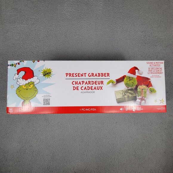 Grinch Santa Christmas Decoration Indoor 1.6ft Animatronic Present Grabber - Picture 3 of 7